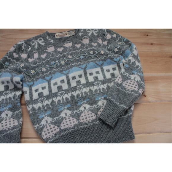 Vintage 1986 Susan Bristol Sweater Victorian Grandma Cats Bows Teapots Flowers - Picture 2 of 5